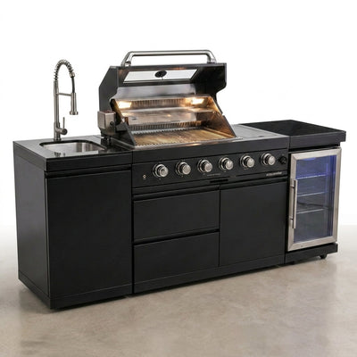 Outdoor Kitchen Island Engineered for Premium Cooking, 72000 BTU 4-Burner Grill, Granite Countertops, Wine Cooler