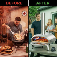 16 In. Propane Pizza Oven, Outdoor Pizza Oven in Stainless Steel, W/Rotating Pizza Stone — Before & After