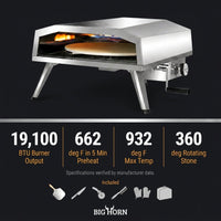 16 In. Propane Pizza Oven, Outdoor Pizza Oven in Stainless Steel, W/Rotating Pizza Stone — Results & Stats