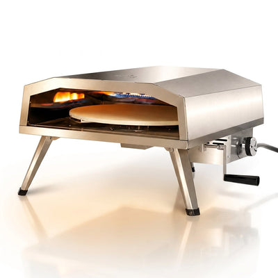 Propane Pizza Oven Designed for Outdoor Cooking, 16 Inch Stainless Steel, Rotating Stone, Quick Assembly