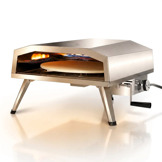 16 In. Propane Pizza Oven, Outdoor Pizza Oven in Stainless Steel, W/Rotating Pizza Stone — Studio Shot