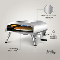 16 In. Propane Pizza Oven, Outdoor Pizza Oven in Stainless Steel, W/Rotating Pizza Stone — infographic
