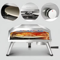 Propane Pizza Oven Designed for Outdoor Cooking, 16 Inch Stainless Steel, Rotating Stone, Quick Assembly