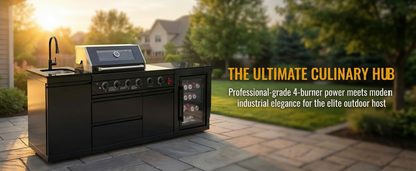 4-Burner Deluxe Stainless Steel Propane Gas Outdoor Kitchen Grill