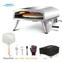 Propane Pizza Oven Designed for Outdoor Cooking, 16 Inch Stainless Steel, Rotating Stone, Quick Assembly