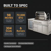 BBQ Island Outdoor Kitchen Kits, 4-Burner 72000 BTU Stainless Steel Modular 98 Inch Natural Gas Outdoor Kitchen Bar Barbecue Island Grill with Refrigerator and Sink for Patio Backyard — Results & Stats