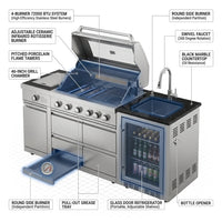 BBQ Island Outdoor Kitchen Kits, 4-Burner 72000 BTU Stainless Steel Modular 98 Inch Natural Gas Outdoor Kitchen Bar Barbecue Island Grill with Refrigerator and Sink for Patio Backyard — How It Works