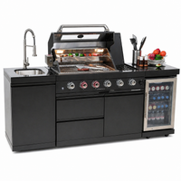Outdoor Kitchen Island Engineered for Premium Cooking, 72000 BTU 4-Burner Grill, Granite Countertops, Wine Cooler