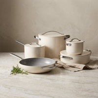 Cookware+ 8-Piece Ceramic Nonstick Cookware Set in Cream — Studio Shot