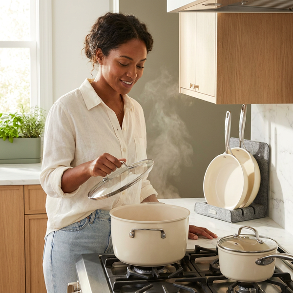 Ceramic Nonstick Cookware Set Built to Last, 8 Piece, Oven Safe 550°F, Induction Compatible