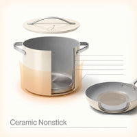 Cookware+ 8-Piece Ceramic Nonstick Cookware Set in Cream — How It Works