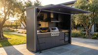 Customized Multi Functional Outdoor Kitchen BBQ Pod with Shelter Moisture Resistant Stainless Steel Outdoor Kitchen Patio Shed — Lifestyle