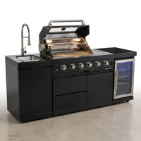 Outdoor Kitchen Island Engineered for Premium Cooking, 72000 BTU 4-Burner Grill, Granite Countertops, Wine Cooler — Studio Shot