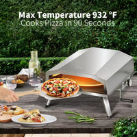 Propane Pizza Oven Designed for Outdoor Cooking, 16 Inch Stainless Steel, Rotating Stone, Quick Assembly